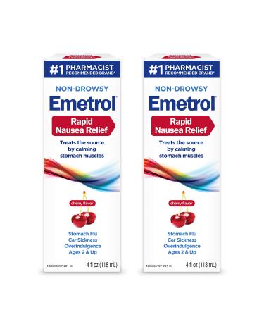 Non-Drowsy Emetrol for Nausea and Upset Stomach Relief, Pharmacist-Recommended, Cherry Flavor, 4 Fl Oz (Pack of 2) - Buy Online on GoSupps.com