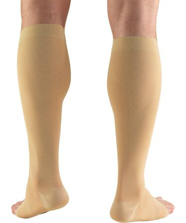 Truform 20-30 mmHg Compression Stockings for Men and Women - Knee High, Open Toe, Large Size - Beige (1 Pair) - Buy Online on GoSupps.com