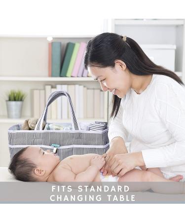 Lily Miles Baby Diaper Caddy - Large Organizer Tote Bag for Boy or Girl | Baby Shower Basket Nursery Must-Have | Registry Favorites - Collapsible Newborn Caddie Car Travel - Gray/Mint - Buy Online on GoSupps.com