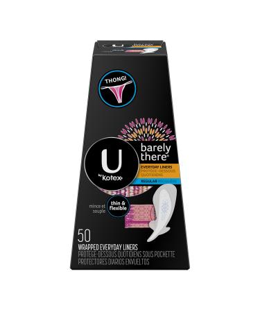 U by Kotex Barely There Liners Thong Light Absorbency Unscented 50 Count (Pack of 1)
