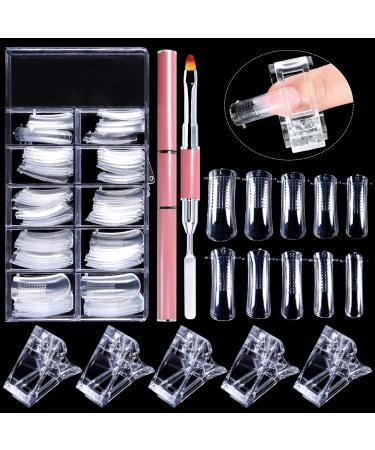 EBANKU 100PCS Nail Dual Forms Tips for Poly gel Set Full Cover Gel Nail Extension Mold Tips & 1Pcs Poly gel Nails Brush & 5Pcs Dual Form Nail Clips - Buy Online on GoSupps.com