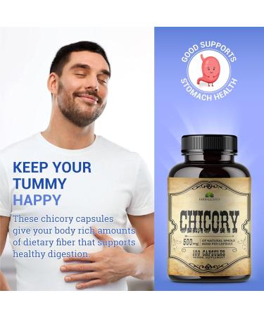 HERBALICIOUS Chicory Root Supplement Prebiotic - Immune & Digestive Support - 100 Capsules - Buy Online on GoSupps.com