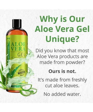 Organic Aloe Vera Gel - Pure Aloe From Freshly Cut Plant - No Xanthan, Absorbs Rapidly - 12 oz - Buy Online on GoSupps.com