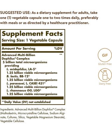 Solgar Advanced Multi-Billion Dophilus â€“ 60 Vegetable Capsules for Digestive Health - Buy Online on GoSupps.com