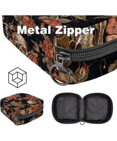 Stylish Storage Bags for Women - Embroidery Skulls & Roses | Portable Menstrual Cup & Bandage Holders - Buy Online on GoSupps.com