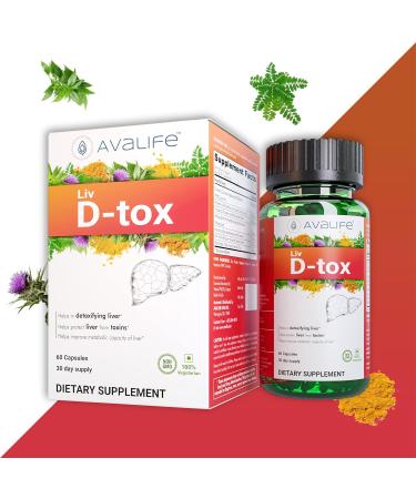 AVALIFE Liv D-Tox - Liver Cleanse & Detox Supplement (60 Capsules) with Turmeric, Milk Thistle & Natural Herbs | Supports Liver & Colon | Gluten-Free, Vegetarian, Non-GMO - 30-Day Supply - Buy Online on GoSupps.com