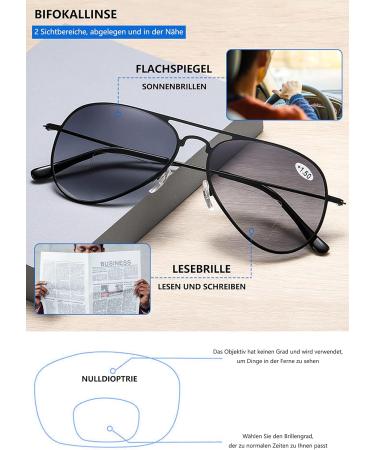 Lanomi Bifocal Reading Glasses for Men & Women - Metal Blue Light Filter UV400 Protection Black Frame Brown Lens 2.5 Dioptria - International Shipping Available - Buy Online on GoSupps.com
