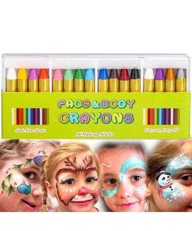 Mimoo 16 Colors Face Paint Set Body Paint Sticks Red and White Face Paint Face Paints for Children Kids Face Paint Pretend Play Face Painting Kit for Halloween World Cup Carnival Party Makeup