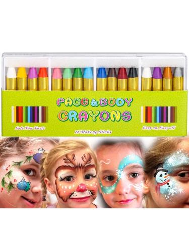 Mimoo 16 Colors Face Paint Set Body Paint Sticks Red and White Face Paint Face Paints for Children Kids Face Paint Pretend Play Face Painting Kit for Halloween World Cup Carnival Party Makeup - Buy Online on GoSupps.com