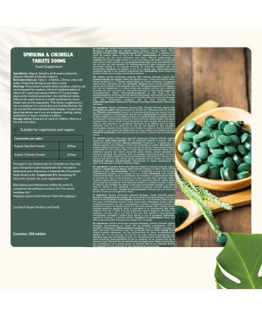 Cupplement Spirulina Chlorella Tablets 500 mg Organic 300 Tablets Algae Energy & Detox Superfood Hawaii Hawaii Solopack - Buy Online on GoSupps.com