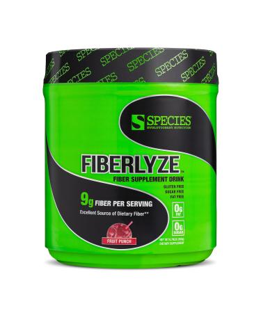 Species Nutrition Fiberlyze Fiber Supplement  Psyllium Based Soluble & Insoluble Fiber Powder for Healthy Colon  Digestive Functions (Fruit Punch  30 Servings)