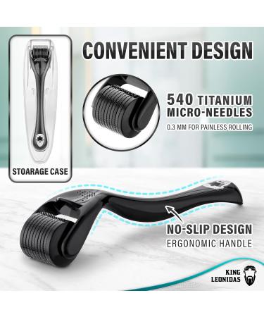 King Leonidas Beard Derma Roller 0.30mm Titanium Micro-Needling for Men - Facial Hair & Beard Growth - Buy Online on GoSupps.com