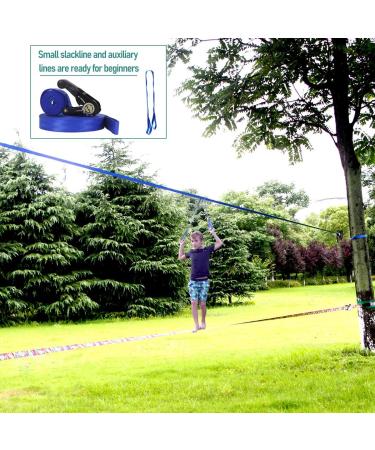 Gentle Booms Sports 250ft Slackline Kit with Tree Protectors, Carry Bag, Arm Trainer - Perfect for Ninja Warrior Backyard Outdoor Fun - Buy Online on GoSupps.com