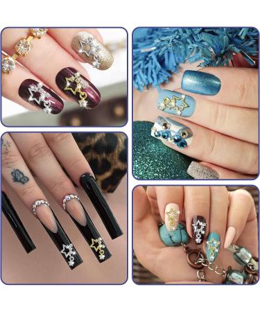 Noverlife 26PCS 3D Alloy Nail Charms - Gold & Silver Stars, Crystal Diamonds, Rhinestones - Nail Art Charms for DIY - Buy Online on GoSupps.com