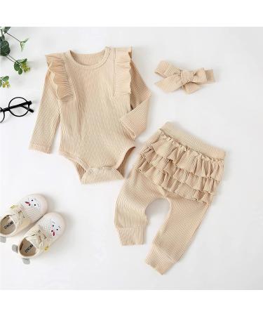 UUAISSO Baby Girls Cow Letter Print Ruffled Long Sleeve Tops and Pants Set - 9-12 Months - Buy Online on GoSupps.com