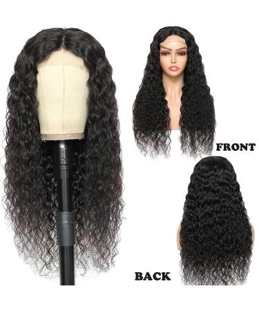 Lace Front Human Hair Water Wave Wig 20 - Brazilian Wet and Wavy, Glueless 150% Density, Pre Plucked Natural Color - Black Women's 4x4 Lace Closure - Buy Online on GoSupps.com