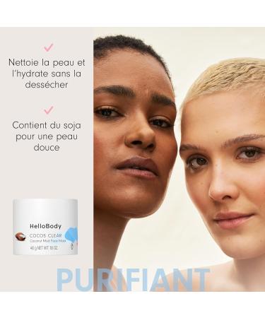  HelloBody HelloBody Cocos Clear Face Mask 45ml - Face Mask Impure Skin with Moor Extract and Avocado Oil - Natural Skin Care - Women's Face Mask - Blackhead Removal Mask - Buy Online on GoSupps.com