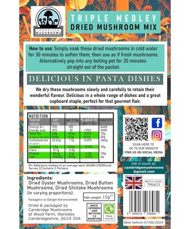 Dried Triple Medley Mixed Mushrooms (2x15gram Packets) - Buy Online on GoSupps.com