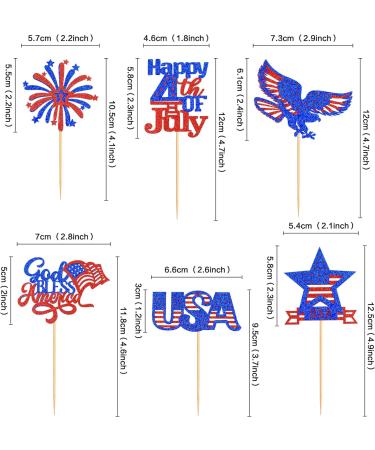 24 Pcs Independence Day Cupcake Toppers Glitter National Flag Cake Topper Picks Toothpick Toppers 4th of July Flag Day Photo Props for Patriotic Party Supplies (eagle-godbless-you) - Buy Online on GoSupps.com