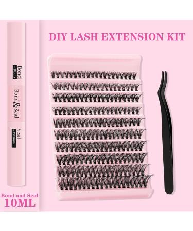 QUEWEL DIY Eyelash Extensions Set - 200 PC Thin Band Lashes with Bond & Seal Waterproof Cluster Applicator | At-Home LASH Extension Kit (QD02-MIX8-18) - Buy Online on GoSupps.com
