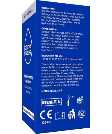 Buy Gouttes Blue Sterile Moisturising Eye Lotion 10ml - Hydrating Eye Care for All Skin Types | International Shipping Available - Buy Online on GoSupps.com