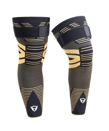 Dr.Welland Leg Sleeves (PAIR) Copper Infused for Arthritis Meniscus Tear ACL MCL Joint Pain Relief - Thigh & Calf Support for Men & Women