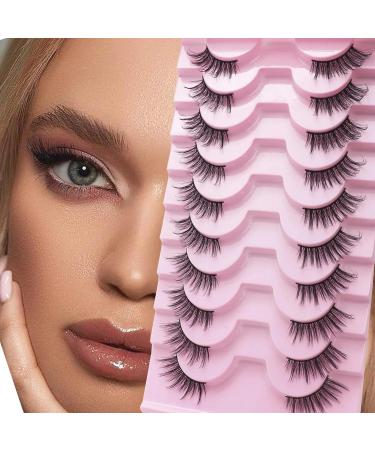 Strip Lashes False Lashes Half Lash Style Natural Look Clear Band Light Weight Wispy Faux Mink Russian Strip Lashes D Curl 3D Crisscross Multi-Layers False Eyelashes - Buy Online on GoSupps.com