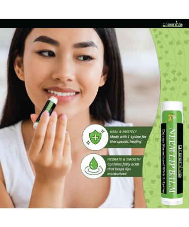 Buy GreenIVe Neem Lip Balm - Vegan Lip Moisturizer with L-Lysine for Soothed Soft Lips - International Shipping Available - Buy Online on GoSupps.com