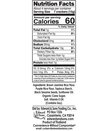 Edward & Sons Exotic Rice Toast Purple Rice & Black Sesame 2.25 oz (Pack of 12) - Buy Online on GoSupps.com