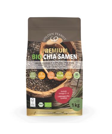 Golden Peanut Organic Chia Seeds 1 kg - Salvia hispanica controlled organic cultivation natural gluten-free - Buy Online on GoSupps.com