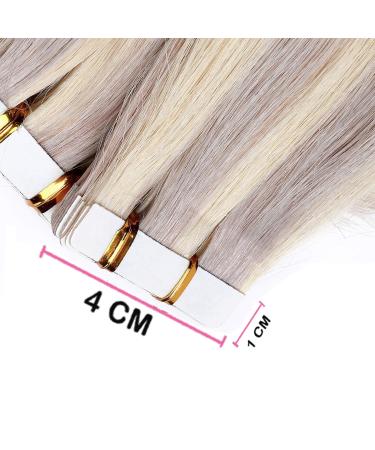 SEGO Tape in Hair Extensions - 20 Tressen 40g Remy Hair Platinum Blonde/Gray #60P - Includes 10 Free Tapes 12 (30cm) - Buy Online on GoSupps.com
