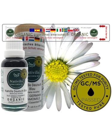 Nativilis Organic German Blue Chamomile Essential Oil - Anti-Inflammatory Soothing Skin Care & Hair Treatment for Lice & Dandruff - Natural Chamazulene Aromatherapy Solution - Buy Online on GoSupps.com