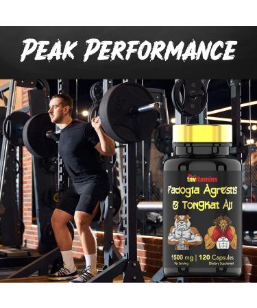 Fadogia Agrestis & Tongkat Ali Supplement - 1500mg | 120 Capsules | Ultra-Potent Formula for Men's Athletic Performance & Muscle Support - Buy Online on GoSupps.com