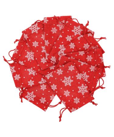 PLAFOPE Candy 10pcs Snowflake Burlap Bag Holiday Pouch Portable Bag Package Bag Storage Bag Handbag Christmas 14X10X0.3CM Red