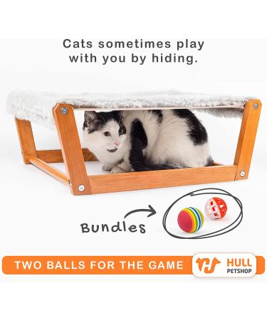 HullPetshop Cat Hammock & Dog Bed - Elevated Wood Pet Furniture for Small, Medium & Large Pets | Easy Assembly Indoor Hammock for Cats - Grey/Mink - Buy Online on GoSupps.com