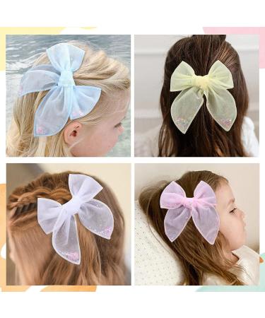 6 PCS Tulle Hair Bows with Glitter Star Alligator Clips - Colorful Wedding Hair Accessories for Girls, Infants, Teens, Women - Birthday Party Barrettes - Buy Online on GoSupps.com