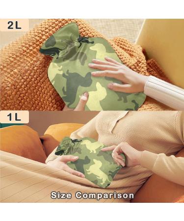 Naanle Camouflage Dog Heat Bottle - 2L Transparent Hot Water Bottle with Cover for Pain Relief & Cold Therapy - Buy Online on GoSupps.com