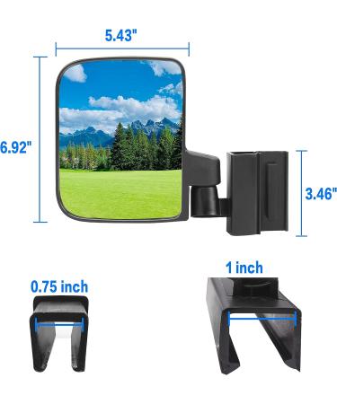 NOKINS Golf Cart Folding Side Rearview Mirror - Fits Club Car EZGO Yamaha - No Drilling, HD Glass, 1'' & 0.75'' Square Tube Compatible - Buy Online on GoSupps.com
