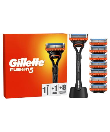 Gillette fusion 5 wet razing men razor + 8 razor blades + razor holder gift for men razor + 8 blades + holder - Buy Online on GoSupps.com