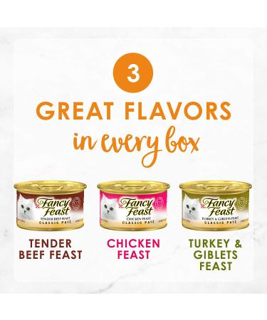 Purina Fancy Feast Classic Collection Variety Pack - 30 Cans, 3 oz each - Pate & Poultry Beef Flavors - Adult Wet Cat Food - Buy Online on GoSupps.com