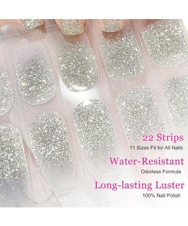 Ceboic Half-Hardened UV Gel Strips - 22PCS Silver Shiny French Nail Polish Stickers | Salon Quality Self-Adhesive Nail Wraps for Women & Girls - Perfect for Christmas Nail Art Decor - Buy Online on GoSupps.com