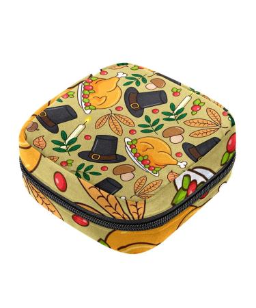 Guantierendiy Sanitary Napkin Storage Bag Autumn Turkey Menstrual Cup Pouch Nursing Pad Holder Tampon Bags Feminine Product Pouches Portable Period Kit Bag Color 7