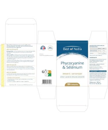 Best of Nutra - Phycocyanin & Selenium - Natural Patented Spirulina - Food Supplement for Adult Immunity Thyroid and Antioxidant - 100% Bioavailable - 15 Ampoules of 10ml - Made in France - Buy Online on GoSupps.com
