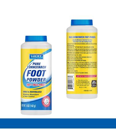 Lucky Super Soft Cornstarch Foot Powder - Talc-Free, Moisture Absorbing Formula for Odor Fighting & Chafing Protection - 12-Pack of 5-Ounce Bottles - Buy Online on GoSupps.com