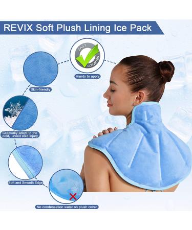 REVIX Large Neck Ice Pack for Pain Relief - Reusable Gel Cold Compress for Neck, Shoulders, Upper Back - Ideal for Rotator Cuff Injuries, Swelling - Soft Plush Lining - Skyblue - Buy Online on GoSupps.com