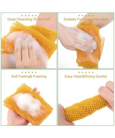 2 Piece African Net Bath Sponge Set - Exfoliating Long Body Scrubber & Back Washcloth (Yellow) - Perfect for Daily Use & Stocking Stuffers - Buy Online on GoSupps.com