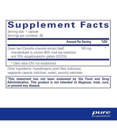 Pure Encapsulations Green Tea Extract (Decaffeinated) | 60 Capsules | Antioxidant Support | Hypoallergenic | 60 Count - Buy Online on GoSupps.com