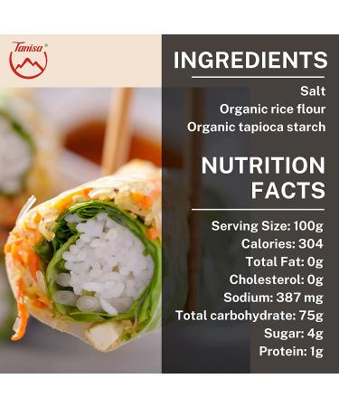 Tanisa Organic Spring Roll Rice Paper Wrapper (22cm Round 12 oz) - Non GMO & Gluten Free - Made In Vietnam - Banh Trang Goi Cuon - Buy Online on GoSupps.com