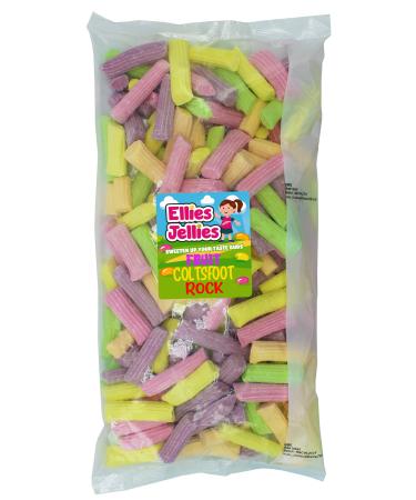 Ellies Jellies Fruit Coltsfoot Rock -1kg Bag-Tamper Proof Bag- Colorful Sweet-Coltsfoot Rock Shaped- Fruity Flavor
