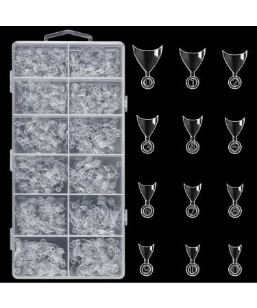 600 Pieces French Nail Tips Stiletto Nails with Box 12 Sizes Clear Acrylic Nails Half Oval Cover Short Clear Fake Nails for DIY Nail Art